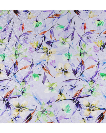 Lilac Purple Floral Silk Crepe Jacquard Fabric 110cm
