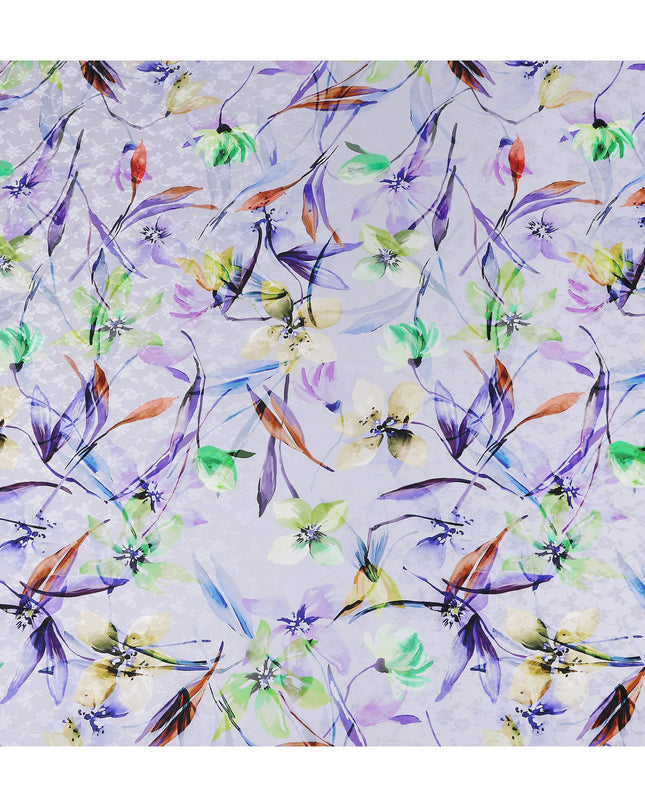 Lilac Purple Floral Silk Crepe Jacquard Fabric 110cm