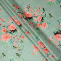 Sage Green Floral Silk Crepe Jacquard Fabric 110cm