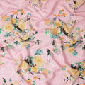 Baby Pink Floral Silk Crepe Jacquard Fabric 110cm