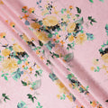 Baby Pink Floral Silk Crepe Jacquard Fabric 110cm