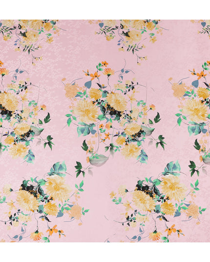 Baby Pink Floral Silk Crepe Jacquard Fabric 110cm