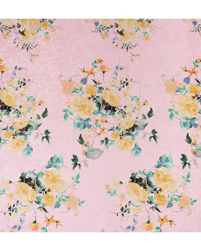 Baby Pink Floral Silk Crepe Jacquard Fabric 110cm