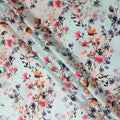 Pastel Mint Floral Silk Crepe Jacquard Fabric 110cm