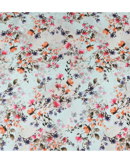 Pastel Mint Floral Silk Crepe Jacquard Fabric 110cm