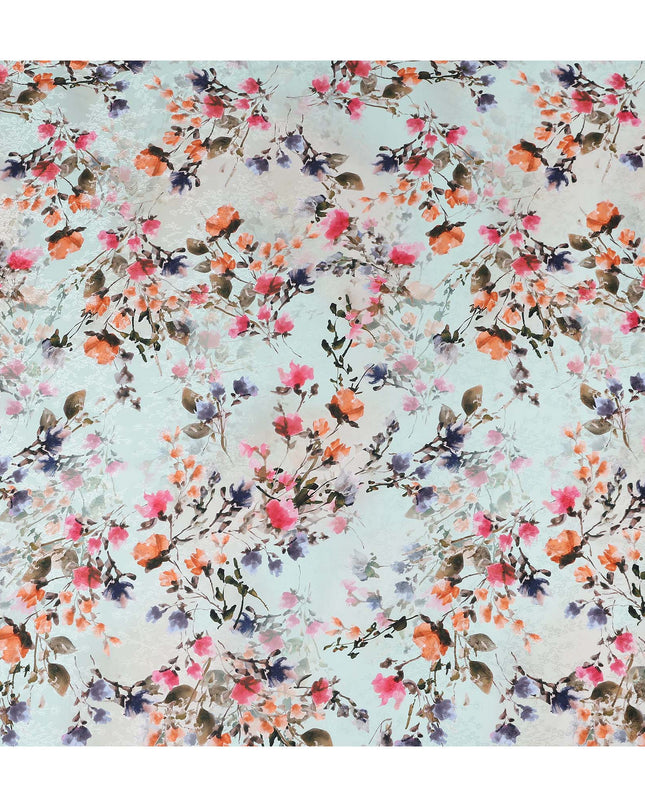 Pastel Mint Floral Silk Crepe Jacquard Fabric 110cm