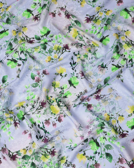 Lavender Purple Floral Silk Crepe Jacquard Fabric 110cm