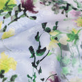 Lavender Purple Floral Silk Crepe Jacquard Fabric 110cm