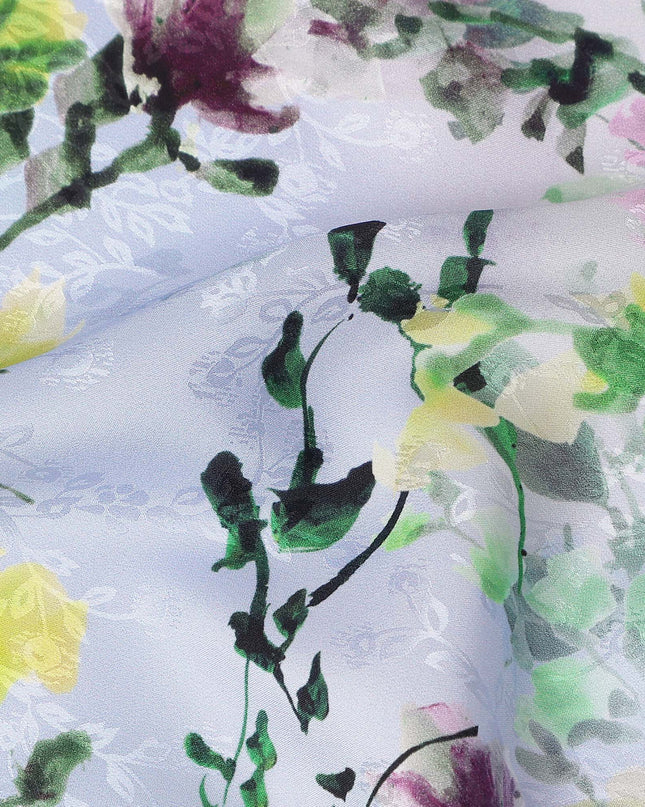Lavender Purple Floral Silk Crepe Jacquard Fabric 110cm