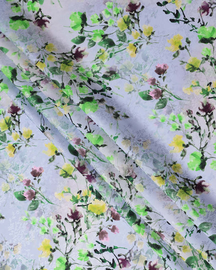 Lavender Purple Floral Silk Crepe Jacquard Fabric 110cm