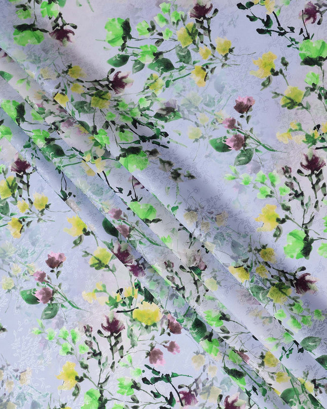 Lavender Purple Floral Silk Crepe Jacquard Fabric 110cm