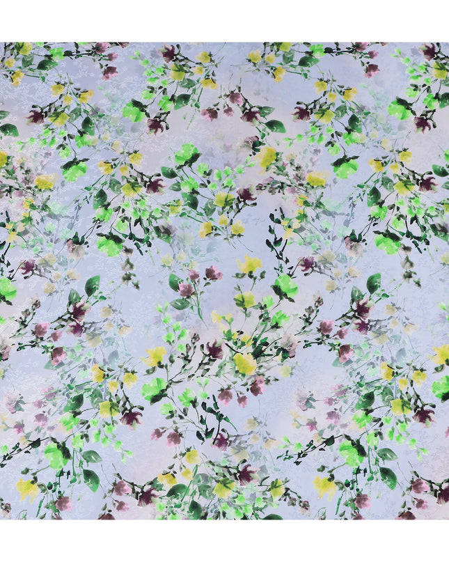 Lavender Purple Floral Silk Crepe Jacquard Fabric 110cm