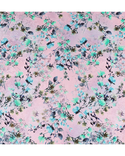 Blush Pink Floral Silk Crepe Jacquard Fabric 110cm