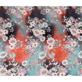 Coral Teal Floral Silk Crepe Jacquard Fabric 140cm