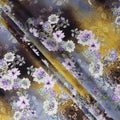 Mustard Grey Floral Silk Crepe Jacquard Fabric 140cm