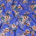 Royal Blue Floral Silk Crepe Jacquard Fabric 140cm