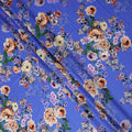 Royal Blue Floral Silk Crepe Jacquard Fabric 140cm