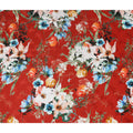 Brick Red Floral Silk Crepe Jacquard Fabric 140cm