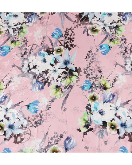 Rose Pink Floral Silk Crepe Jacquard Fabric 140cm