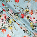 Sky Blue Floral Silk Crepe Jacquard Fabric 140cm