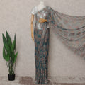 Peacock Teal French Chantilly Lace Saree 5.5m