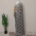 Peacock Teal French Chantilly Lace Saree 5.5m