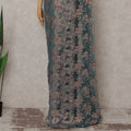 Peacock Teal French Chantilly Lace Saree 5.5m
