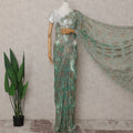 Jade Green French Chantilly Lace Saree 5.5m