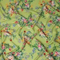 Olive Green Floral Silk Crepe Jacquard Fabric 110cm