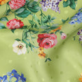 Olive Green Floral Silk Crepe Jacquard Fabric 110cm