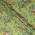 Olive Green Floral Silk Crepe Jacquard Fabric 110cm