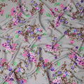 Dove Grey Floral Silk Crepe Jacquard Fabric 110cm