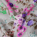 Dove Grey Floral Silk Crepe Jacquard Fabric 110cm