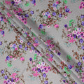Dove Grey Floral Silk Crepe Jacquard Fabric 110cm