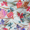 Ice Blue Floral Silk Crepe Jacquard Fabric 110cm