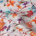 Pearl White Floral Silk Crepe Jacquard Fabric 110cm