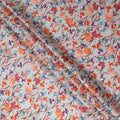 Pearl White Floral Silk Crepe Jacquard Fabric 110cm
