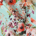 Turquoise Blue Floral Silk Crepe Jacquard Fabric 110cm
