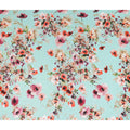 Turquoise Blue Floral Silk Crepe Jacquard Fabric 110cm