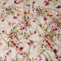 Sand Beige Floral Silk Crepe Jacquard Fabric 110cm