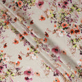 Sand Beige Floral Silk Crepe Jacquard Fabric 110cm