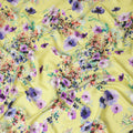 Lemon Yellow Floral Silk Crepe Jacquard Fabric 110cm