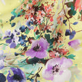 Lemon Yellow Floral Silk Crepe Jacquard Fabric 110cm