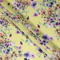 Lemon Yellow Floral Silk Crepe Jacquard Fabric 110cm