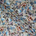Taupe Beige Floral Silk Crepe Jacquard Fabric 140cm