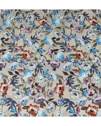 Taupe Beige Floral Silk Crepe Jacquard Fabric 140cm