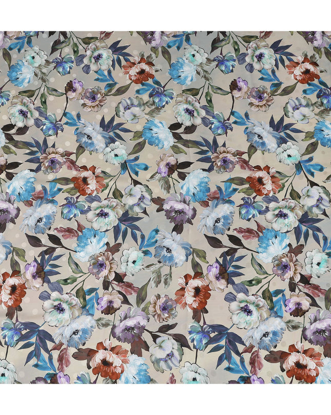 Taupe Beige Floral Silk Crepe Jacquard Fabric 140cm