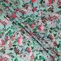 Mint Green Floral Silk Crepe Jacquard Fabric 140cm