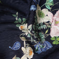 Midnight Blue Floral Silk Crepe Jacquard Fabric 140cm