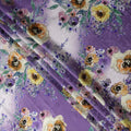 Violet Purple Floral Silk Crepe Jacquard Fabric 140cm